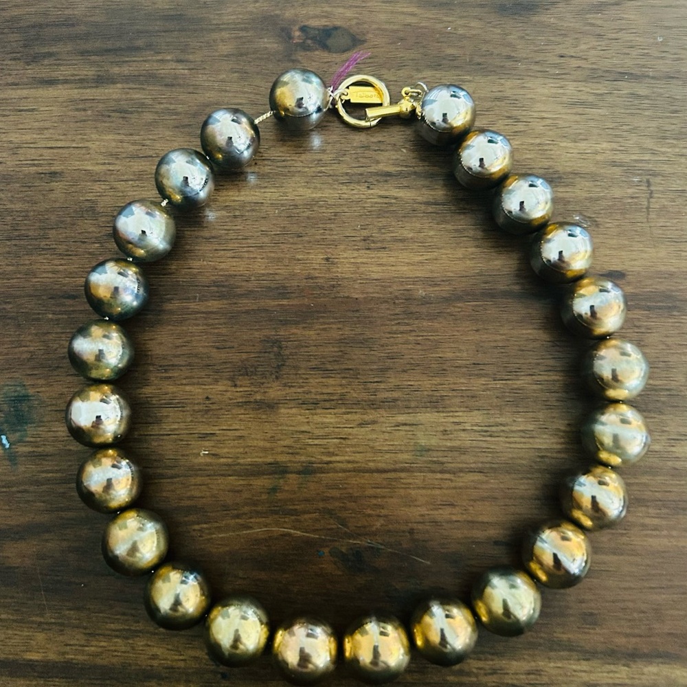 Vintage silver and gold beaded necklace 20”